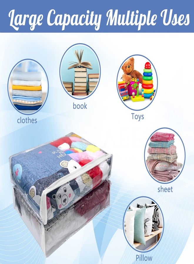 Hlimior 20Pcs Large Clear Vinyl Zippered Storage Bags With Handle - 16*12*4Inch Blankets Organizer for Sweater, Bed Sheet, Pillow - Plastic Bags With Zipper for Closet, Linen - Image 4